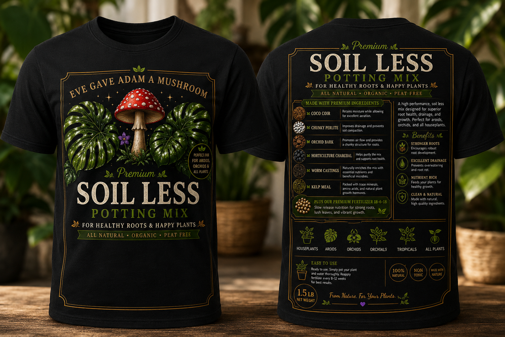 Eve Gave Adam a Mushroom — Plant Label Tee Collection