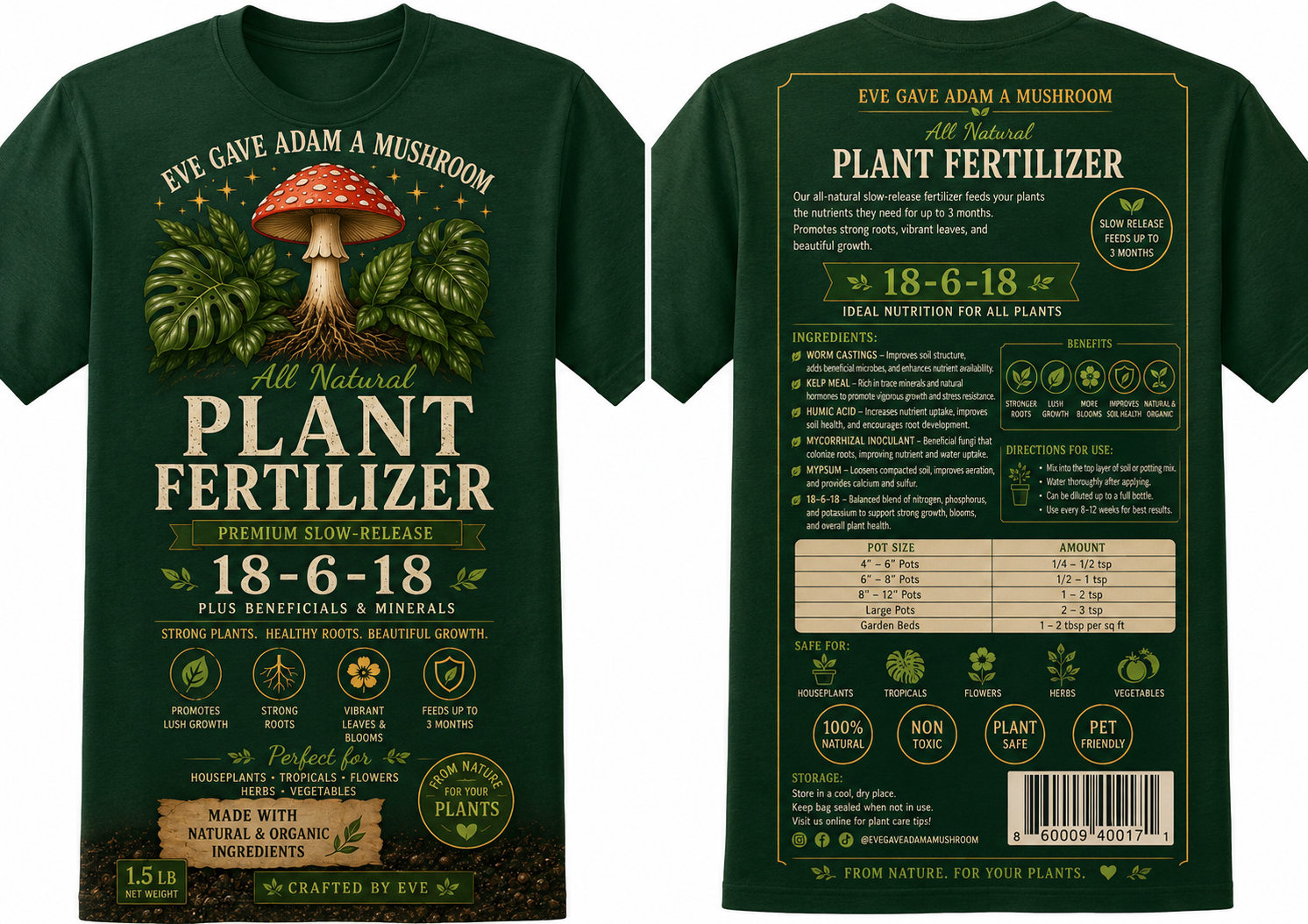 Eve Gave Adam a Mushroom — Plant Label Tee Collection